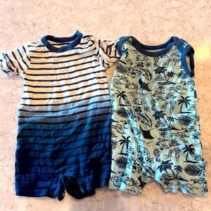 Honest kids clothing 6-9mos Striped and Tropical Kids One Piece Set of 2